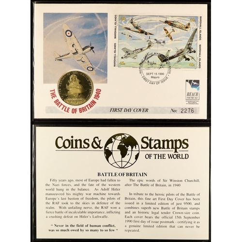 86 - WORLD COIN COVERS in four albums. Mainly Royalty related. Also includes some FDCs and stamps. (Appro... 