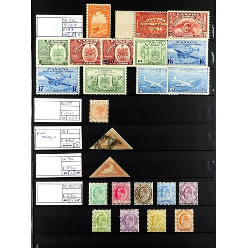 90 - COMMONWEALTH BETTER ITEMS. Two stock books containing sets, higher / top values, stamps with varieti... 