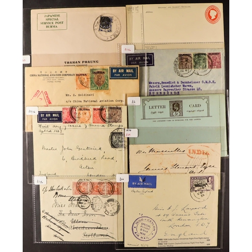 131 - BRITISH ASIA COVERS group of 38 selected items, spans 1854 to 1954 with items from Burma, Ceylon, In... 