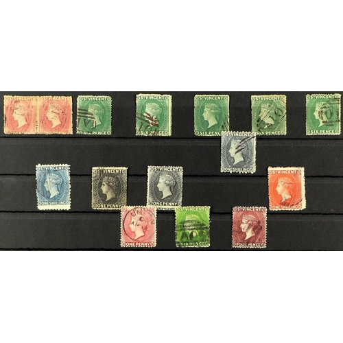 140 - 19th CENTURY STAMPS on four large stockcards, includes three GB Penny Blacks, German States and othe... 