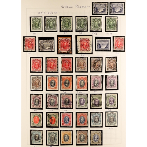 160 - THE RHODESIAS 1924 - 1969 INTERESTING COLLECTION with extra shades, blocks, postmarks etc on pages, ... 