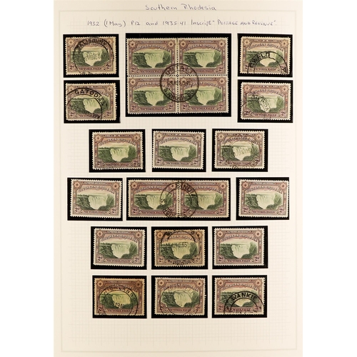 160 - THE RHODESIAS 1924 - 1969 INTERESTING COLLECTION with extra shades, blocks, postmarks etc on pages, ... 