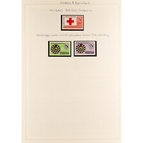 160 - THE RHODESIAS 1924 - 1969 INTERESTING COLLECTION with extra shades, blocks, postmarks etc on pages, ... 