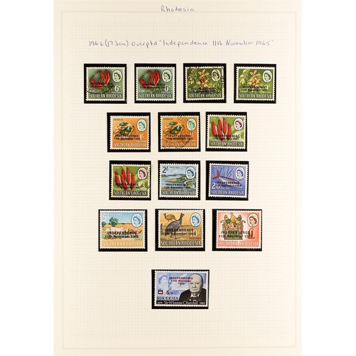 160 - THE RHODESIAS 1924 - 1969 INTERESTING COLLECTION with extra shades, blocks, postmarks etc on pages, ... 