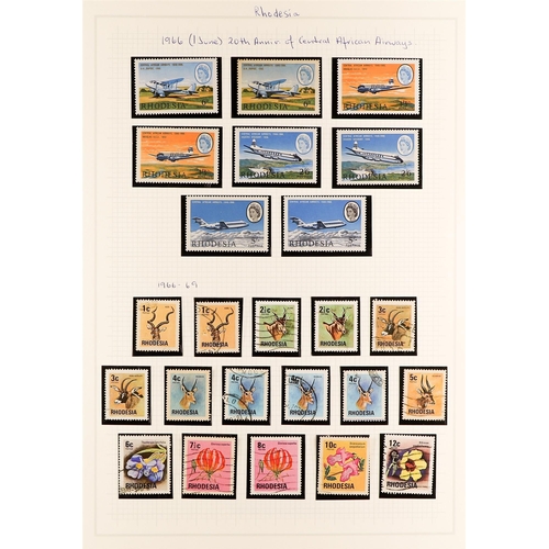 160 - THE RHODESIAS 1924 - 1969 INTERESTING COLLECTION with extra shades, blocks, postmarks etc on pages, ... 