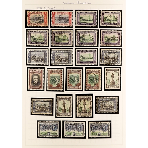 160 - THE RHODESIAS 1924 - 1969 INTERESTING COLLECTION with extra shades, blocks, postmarks etc on pages, ... 