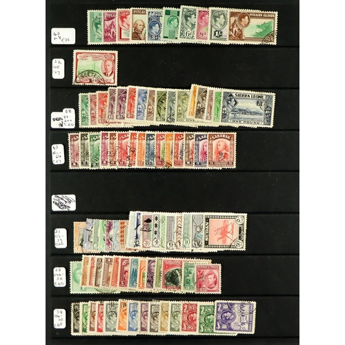 172 - COMMONWEALTH KING GEORGE VI - USED sets and items on 3 black protective pages, chiefly fine, cat £18... 