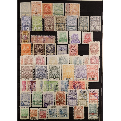 176 - LATIN AMERICA - REVENUE STAMPS incl telegraph stamps, on protective stock pages incl. some Telegraph... 