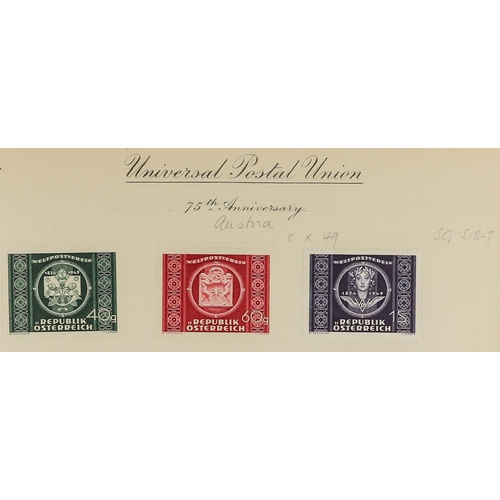 183 - UPU 1949 WORLD WIDE COLLECTION. of mint sets in 2 UPU special albums (no commonwealth) chiefly very ... 