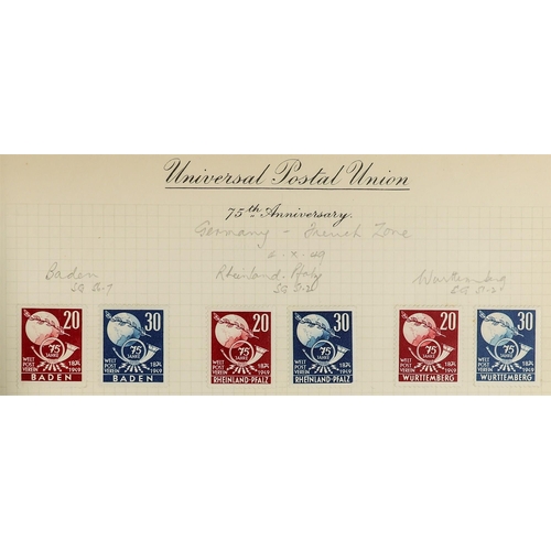 183 - UPU 1949 WORLD WIDE COLLECTION. of mint sets in 2 UPU special albums (no commonwealth) chiefly very ... 