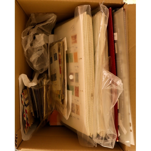 223 - COLLECTIONS AND COVERS in two boxes. Used GB stamps (QV - QEII) in home-made wallets, world collecti... 