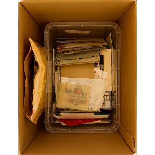 239 - TWO UNSORTED BOXES of albums, album pages, stamps in packets, on stockcards and in tub, and Censor m... 