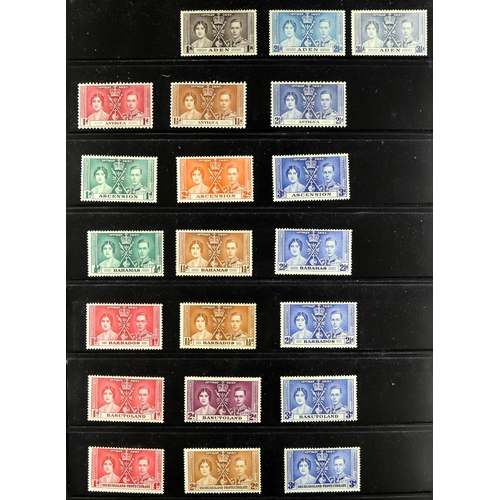 254 - 1937 CORONATION OMNIBUS mint sets, two runs from Aden to Turks & Caicos, one more complete than the ... 