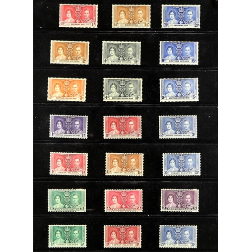 254 - 1937 CORONATION OMNIBUS mint sets, two runs from Aden to Turks & Caicos, one more complete than the ... 