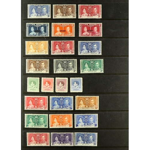 254 - 1937 CORONATION OMNIBUS mint sets, two runs from Aden to Turks & Caicos, one more complete than the ... 