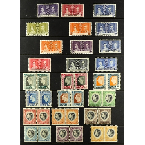 254 - 1937 CORONATION OMNIBUS mint sets, two runs from Aden to Turks & Caicos, one more complete than the ... 