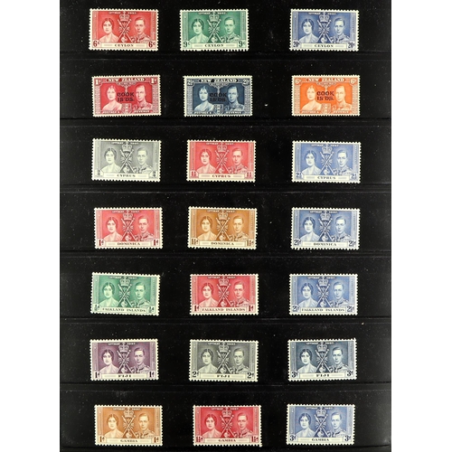 254 - 1937 CORONATION OMNIBUS mint sets, two runs from Aden to Turks & Caicos, one more complete than the ... 