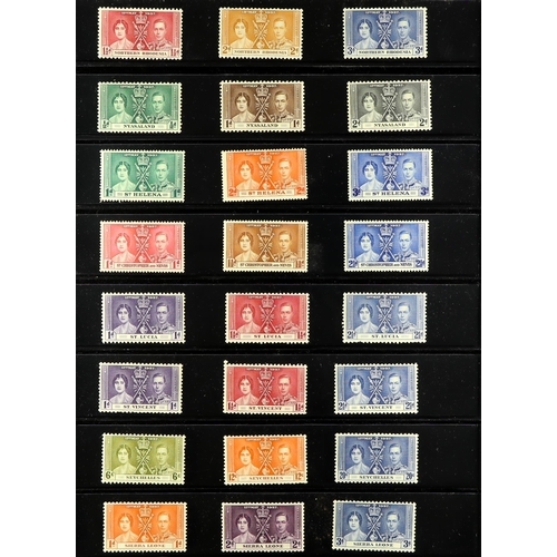 254 - 1937 CORONATION OMNIBUS mint sets, two runs from Aden to Turks & Caicos, one more complete than the ... 