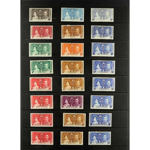 254 - 1937 CORONATION OMNIBUS mint sets, two runs from Aden to Turks & Caicos, one more complete than the ... 