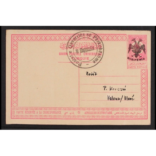 264 - ALBANIA 1913 (June) 20pa rose carmine on buff Postal Stationery card with Eagle overprint in black w... 