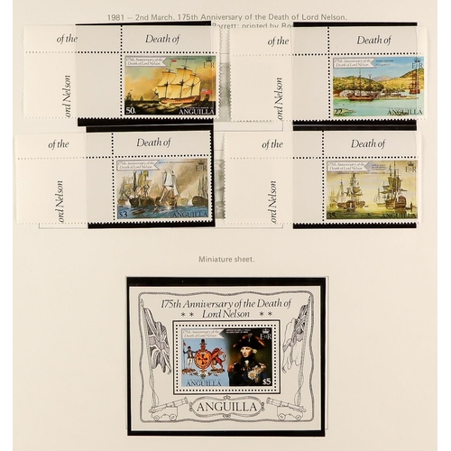 273 - ANGUILLA 1981 - 1990 NEVER HINGED MINT in SG Anguilla album, sets & miniature sheets, apparently com... 