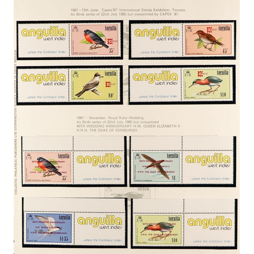 273 - ANGUILLA 1981 - 1990 NEVER HINGED MINT in SG Anguilla album, sets & miniature sheets, apparently com... 