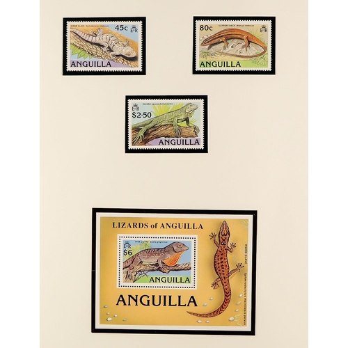 273 - ANGUILLA 1981 - 1990 NEVER HINGED MINT in SG Anguilla album, sets & miniature sheets, apparently com... 