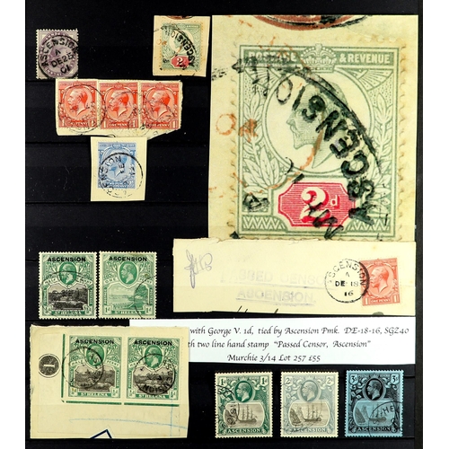 288 - ASCENSION 1901 - 1924 USED GROUP includes seven GB stamps 'used in' incl 1d lilac SG Z7, etc  then A... 