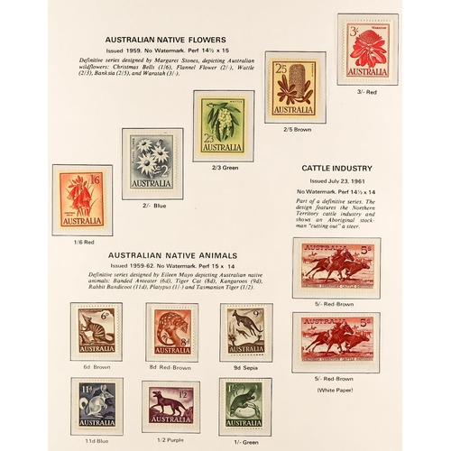 308 - AUSTRALIA 1913-1979 NEVER HINGED MINT COLLECTION in a hingeless album, highly COMPLETE (except Roos)... 