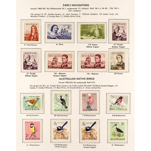 308 - AUSTRALIA 1913-1979 NEVER HINGED MINT COLLECTION in a hingeless album, highly COMPLETE (except Roos)... 