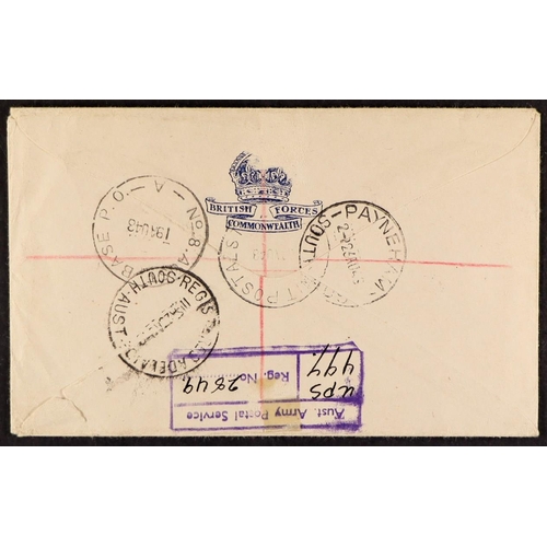 316 - AUSTRALIA B.C.O.F. JAPAN. 1946 (18 Aug) env registered to Australia bearing the complete set of 