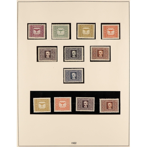 326 - AUSTRIA 1919 - 1927 SPECIALIZED NEVER HINGED MINT COLLECTION in a hingeless Lindner album with exten... 