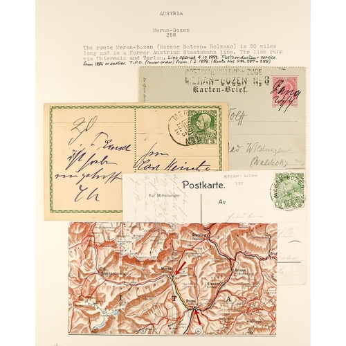 330 - AUSTRIA TRAVELLING POST OFFICES COLLECTION 1870's-1930's of covers and cards, written-up on pages fo... 