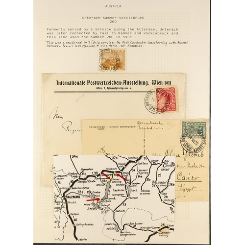 330 - AUSTRIA TRAVELLING POST OFFICES COLLECTION 1870's-1930's of covers and cards, written-up on pages fo... 