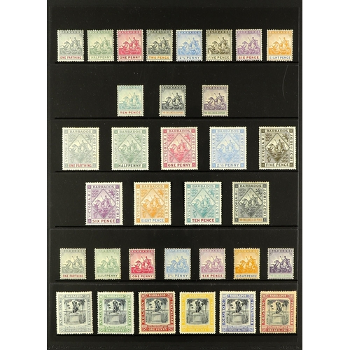 338 - BARBADOS 1892 - 1906 MINT STAMPS on a stock page, note 1892-03 set, 1897-98 Jubilee set, 1905 set & ... 