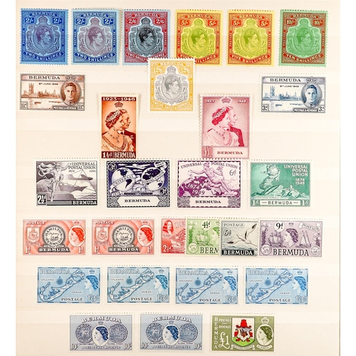 361 - BERMUDA 1922 - 1962 NEVER HINGED MINT COLLECTION on a stock page, blocks, sets and higher values (40... 