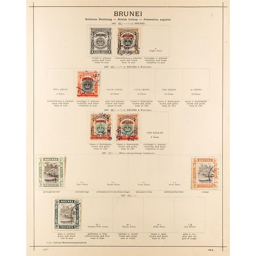 391 - BRUNEI 1906 - 1949 FINE USED COLLECTION on pages, note 1906 2c on 8c, 3c, 30c on 16c & 50c on 16c, 1... 