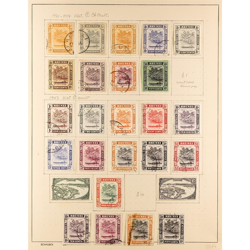 391 - BRUNEI 1906 - 1949 FINE USED COLLECTION on pages, note 1906 2c on 8c, 3c, 30c on 16c & 50c on 16c, 1... 