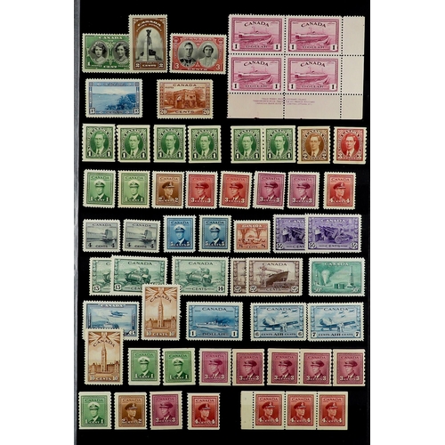 409 - CANADA 1875 - 1952 MINT / NEVER HINGED STAMPS ASSEMBLY on stock book pages incl sets, coil stamps, b... 