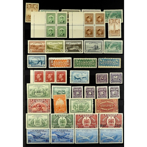 409 - CANADA 1875 - 1952 MINT / NEVER HINGED STAMPS ASSEMBLY on stock book pages incl sets, coil stamps, b... 