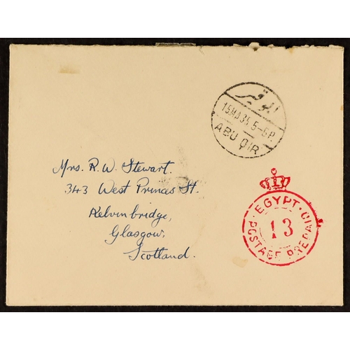 504 - EGYPT 1935 (15 My) env to Scotland with Br. Forces 1p ultramarine letter seal opt'd 