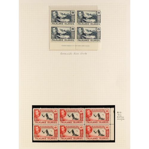 515 - FALKLAND IS. 1938-50 STUDY COLLECTION of the KGVI Definitive set, SG 146/163, incl. the basic set mi... 