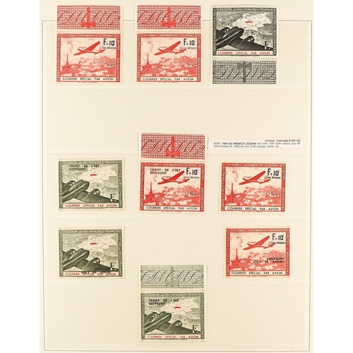 545 - FRANCE 1941 FRENCH LEGION never hinged mint collection of 23 stamps on Safe hingeless album pages in... 