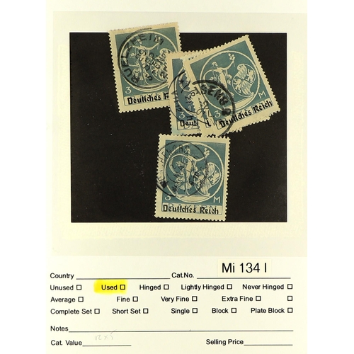 624 - GERMANY 1920 - 1921 SPECIALIZED FINE USED ASSORTMENT of the Bavarian overprinted issue (Mi 119/138) ... 