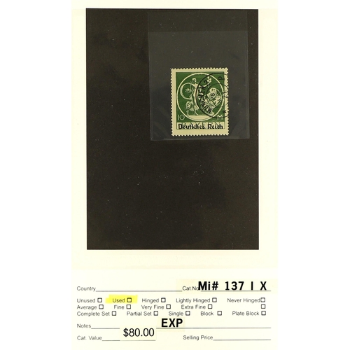 625 - GERMANY 1920 - 1921 SPECIALIZED FINE USED EXPERTISED ASSORTMENT of the Bavarian overprinted issue (M... 