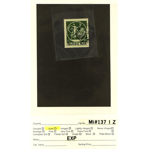 625 - GERMANY 1920 - 1921 SPECIALIZED FINE USED EXPERTISED ASSORTMENT of the Bavarian overprinted issue (M... 