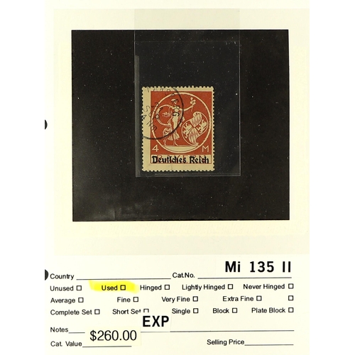 625 - GERMANY 1920 - 1921 SPECIALIZED FINE USED EXPERTISED ASSORTMENT of the Bavarian overprinted issue (M... 