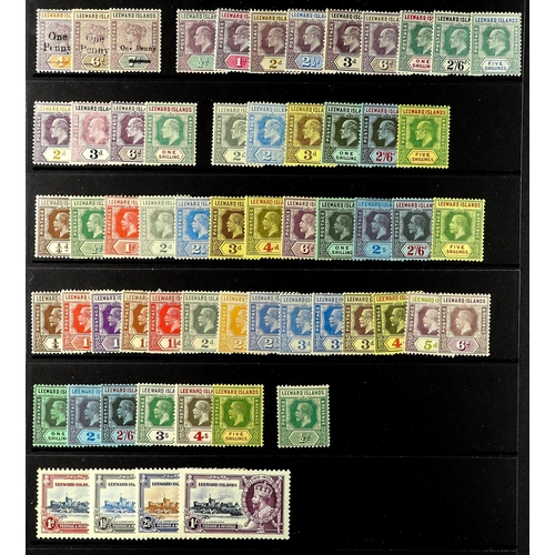 773 - LEEWARD IS. 1902 - 1935 MINT COLLECTION with 1902 surcharges set, 1902 set, 1905-08 2d, 3d, 6d and 1... 