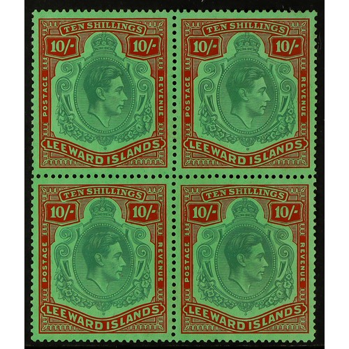 775 - LEEWARD IS. 1938 10s bluish green and deep red / green, SG 113, never hinged mint block of four with... 