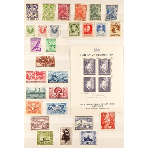 779 - LIECHTENSTEIN 1917 - 1956 NEVER HINGED MINT COLLECTION on a double-sided protective page, note 1917-... 